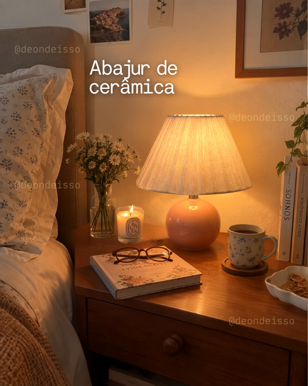 Abajur de cerâmica rosé